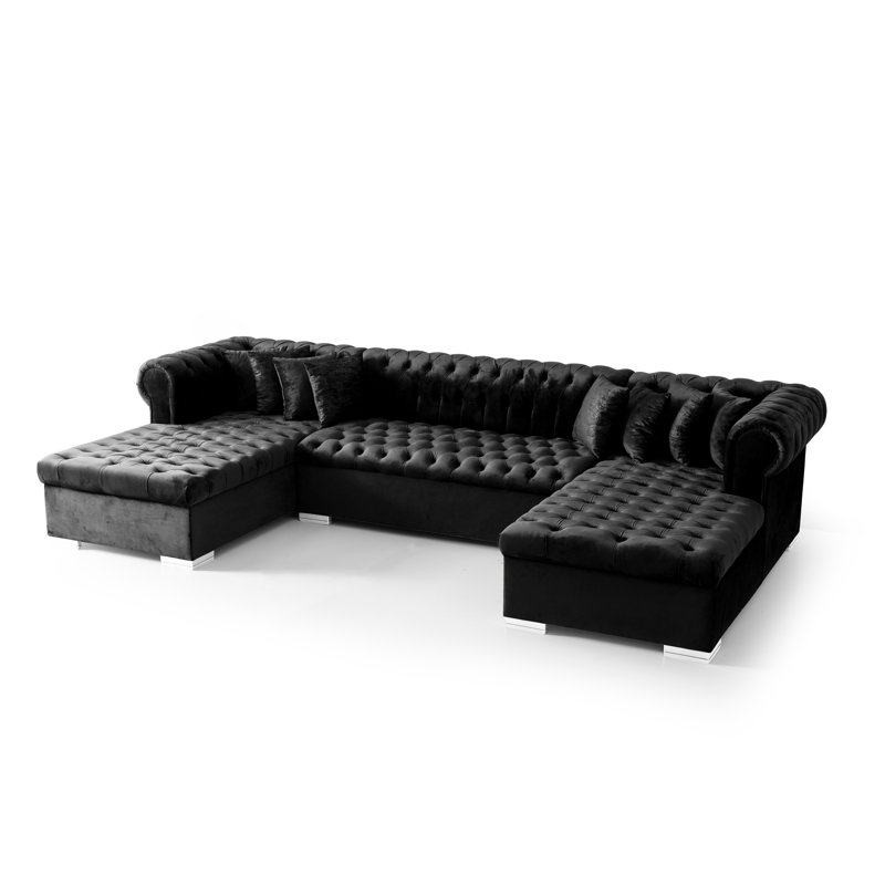 Rosdorf Park Nerissa Velvet Sectional & Reviews Wayfair